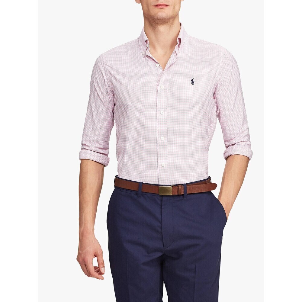 Ralph Lauren Performance Magnolia Lane Twill Golf Shirt In Pink Size L